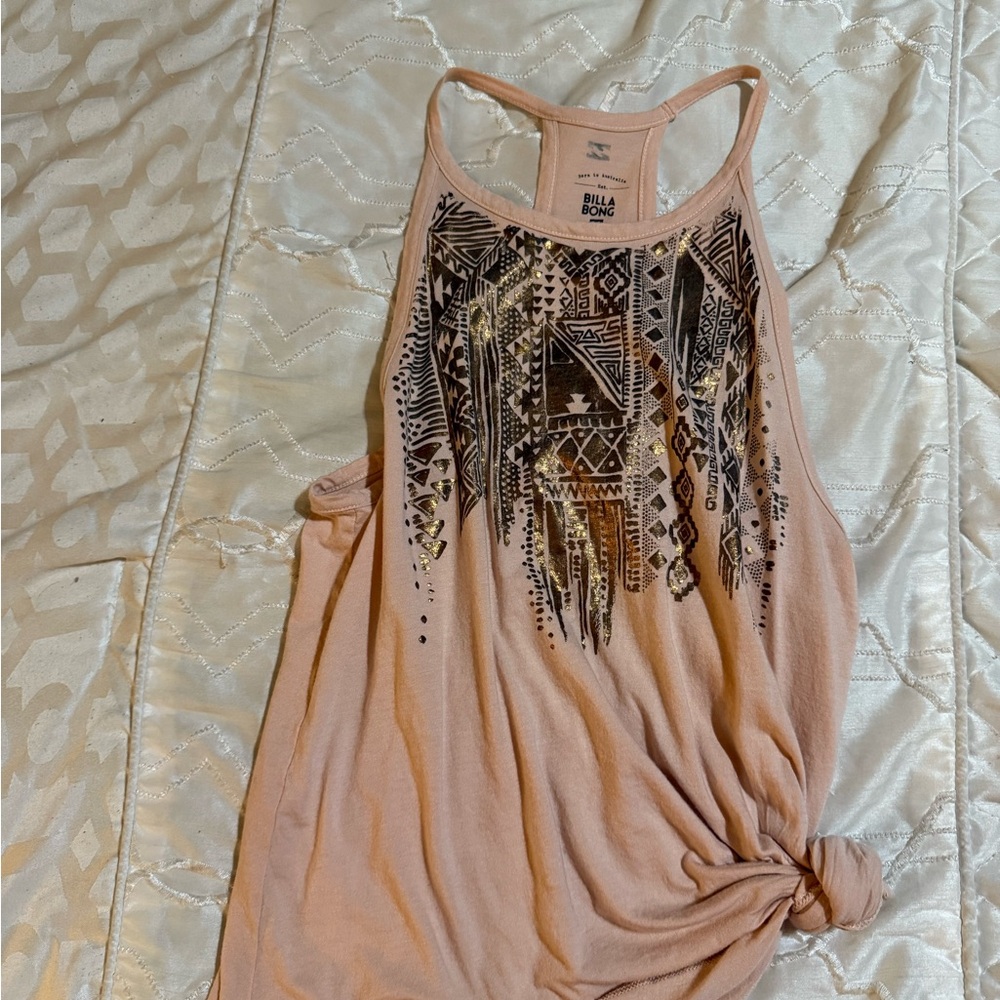 Billabong Women's Peach Tribal Graphic Tank Top